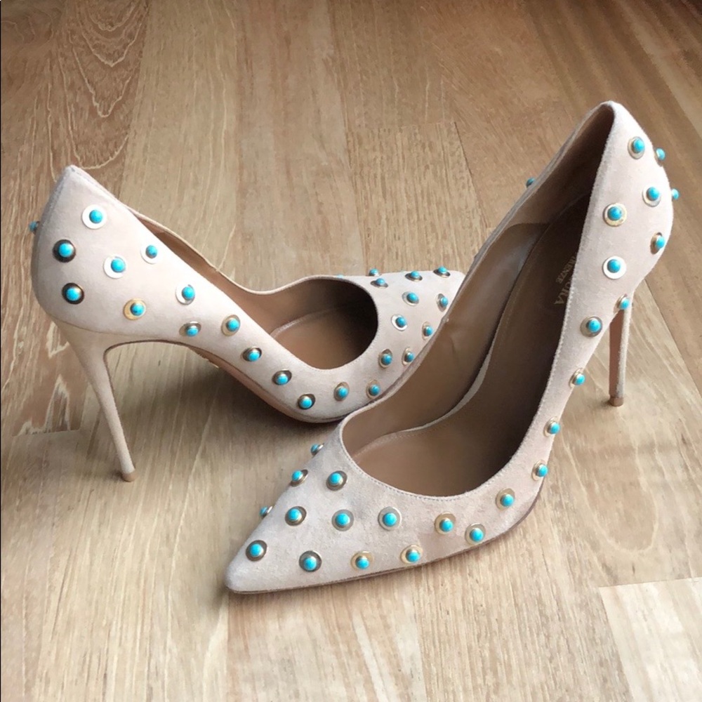 Aquazzura Suede Stud ‘Byzantine’ Heels